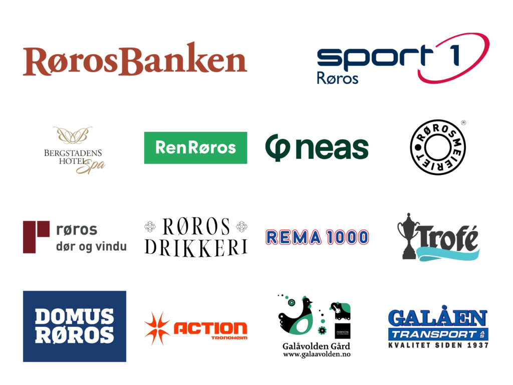 Bilde av logoene til alle sponsorer og samarbeidspartnere til Bergstadcupen